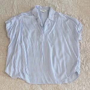 beachlunchlounge Light Blue and White Striped Blouse